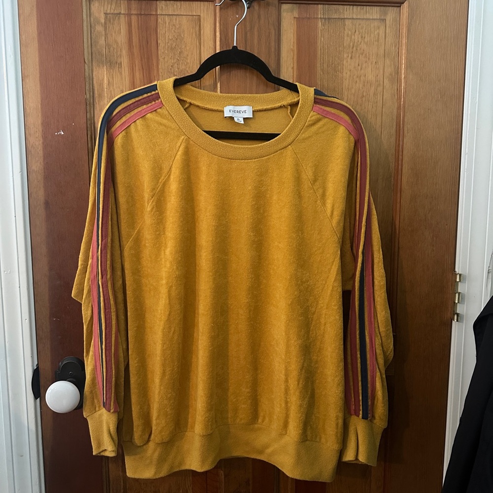 Evereve Sweater Mustard Yellow Stripe Long Sleeves Knit Top